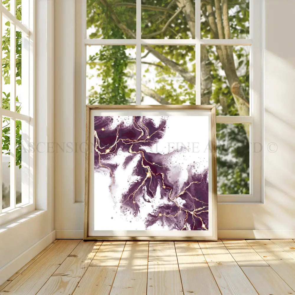 Abstract art print, spiritual wall art, burgundy and gold.