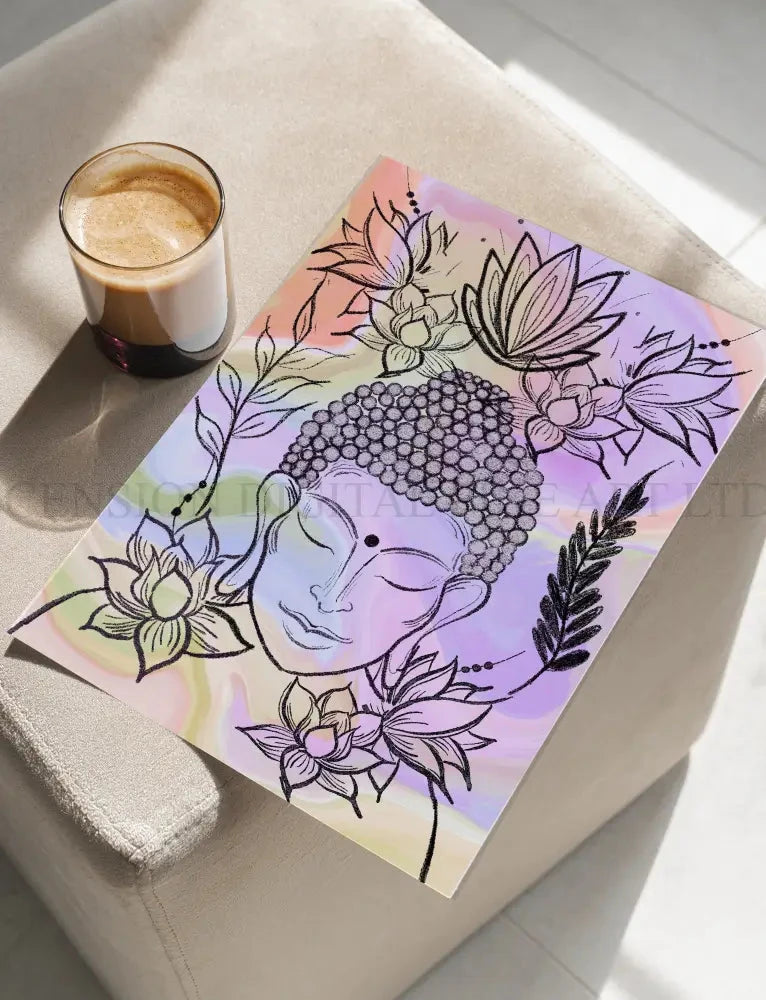 Meditating buddha art print