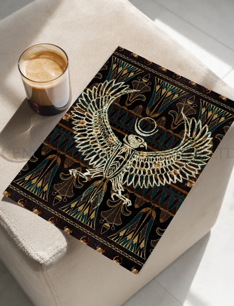 Ancient Egyptian Art prints | Set of Two | Red Black Gold