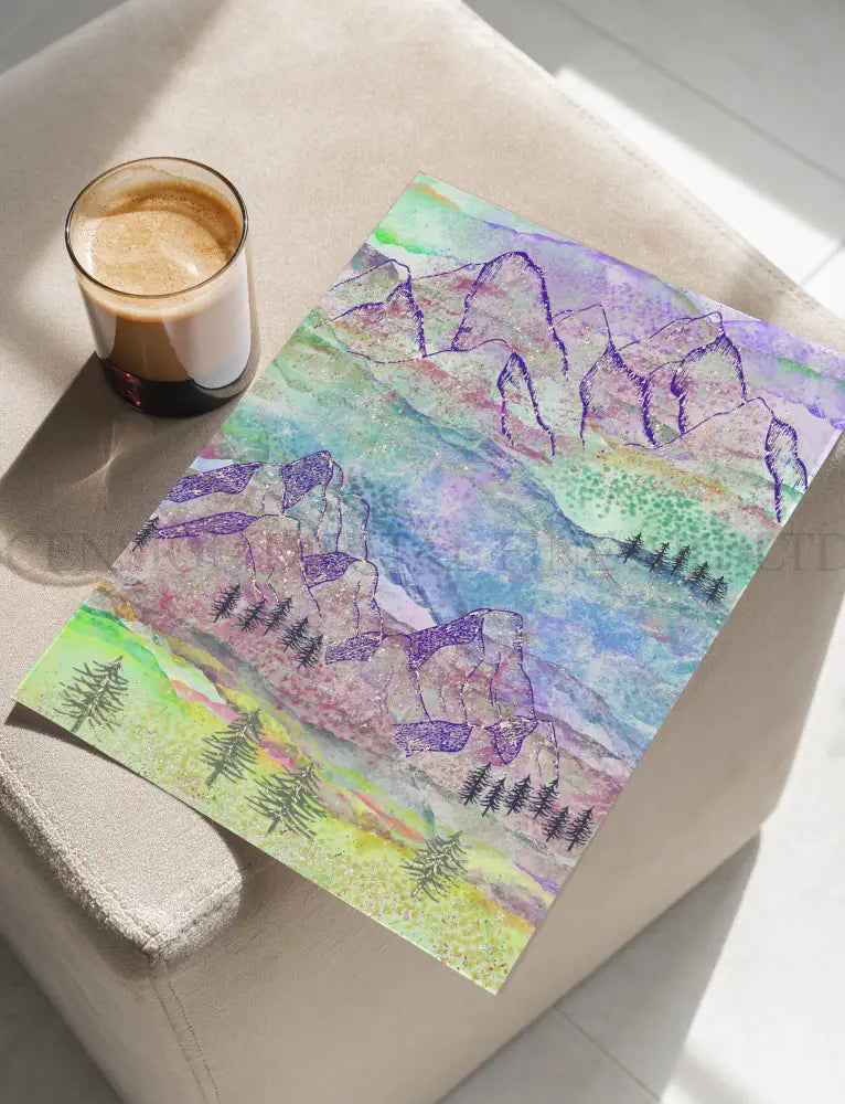 Mountain Art Print | Whimsical | Nature Art Print