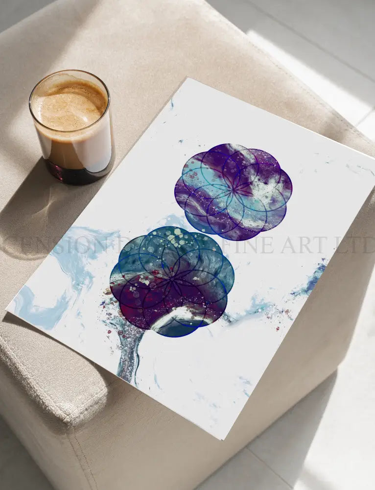 Sacred Geometry Art Print | Seed of Life | Spiritual Wall Art | Set of Two