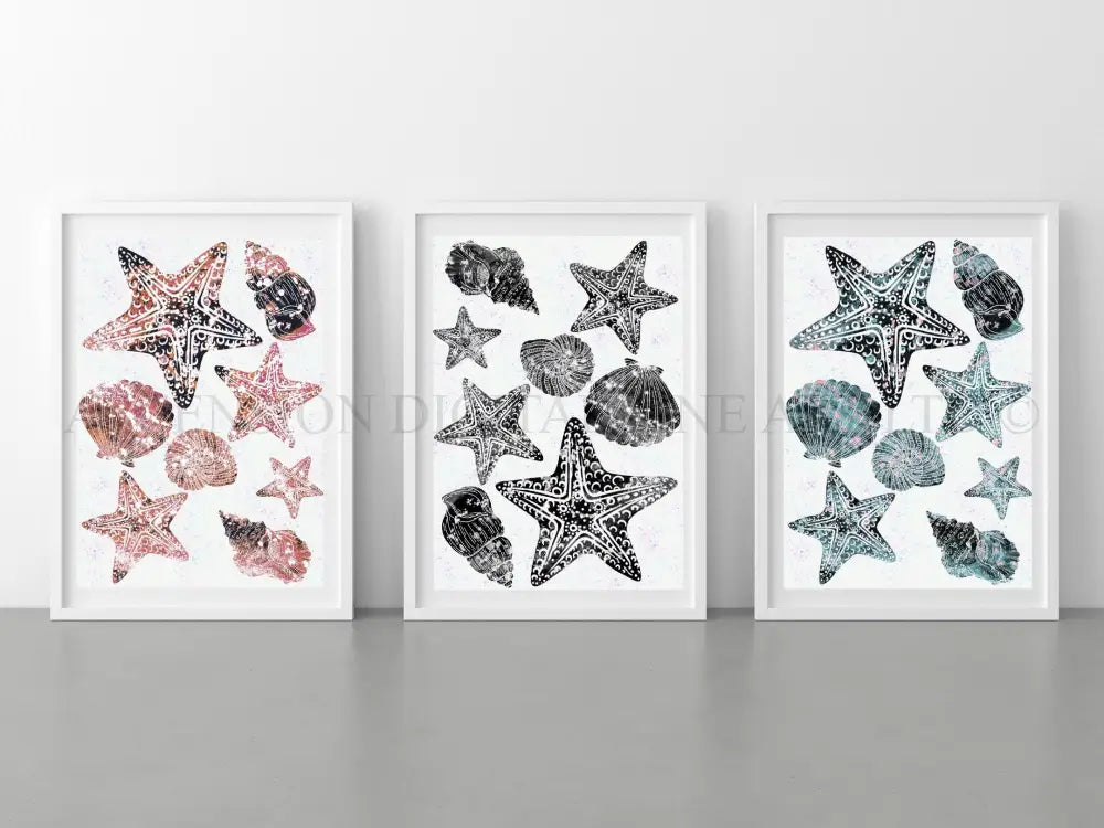 Coastal art prints set