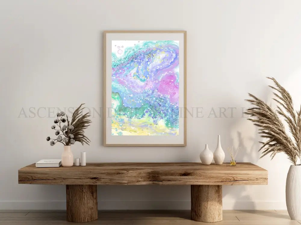 Abstract art print pastel colours