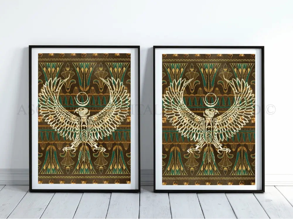 Ancient Egyptian Art prints | Set of Two | Black and Gold