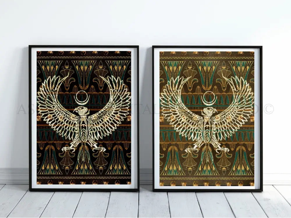 Ancient Egyptian Art prints | Set of Two | Black and Gold