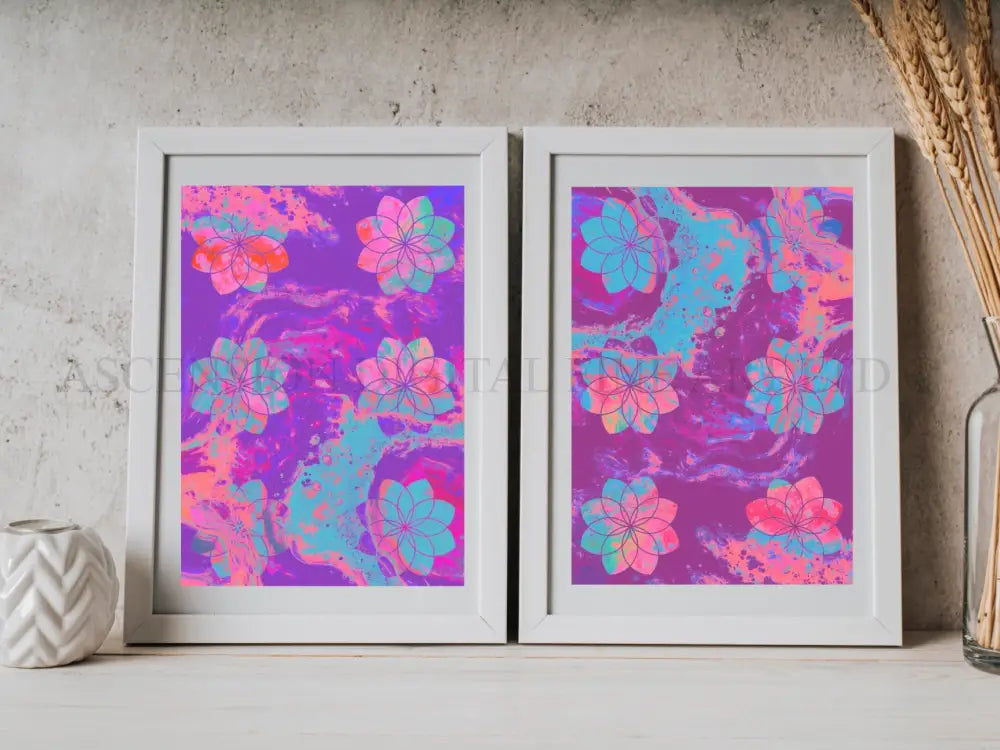 Seed of life art prints set, sacred geometry wall art