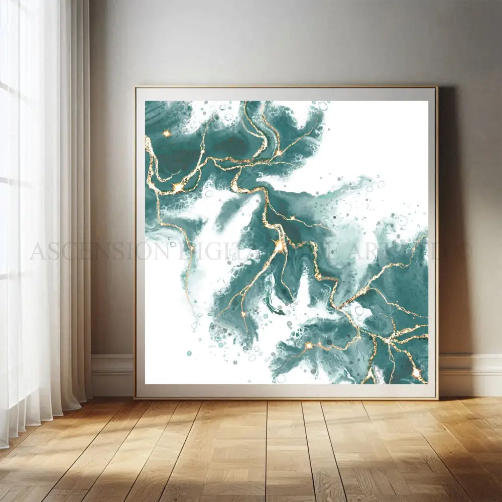 Abstract art print, spiritual wall art, mint and green