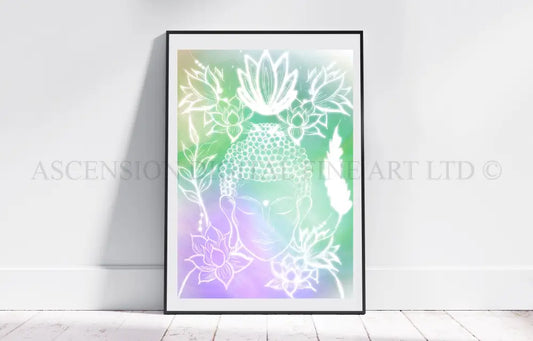 Meditating buddha art print 