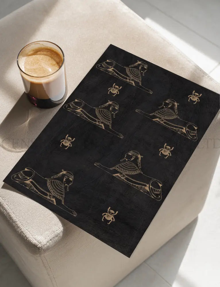 Ancient Egyptian Art prints | Set of Two | Black and Gold