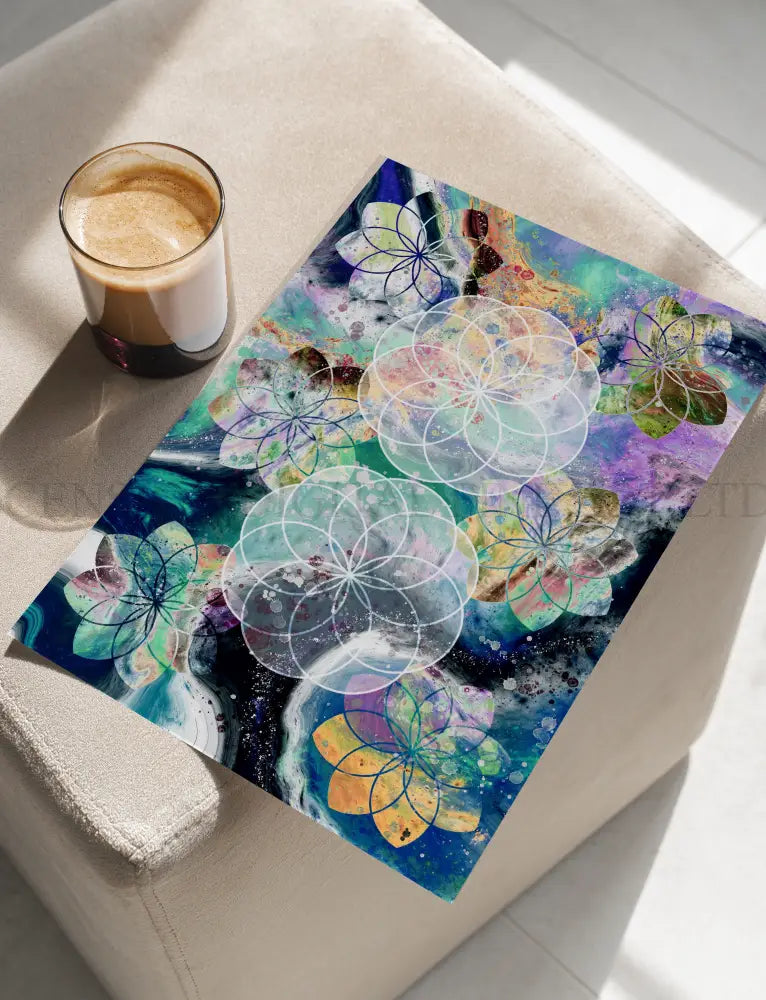Sacred Geometry Art Print | Seed of Life Wall Art | Set of Two