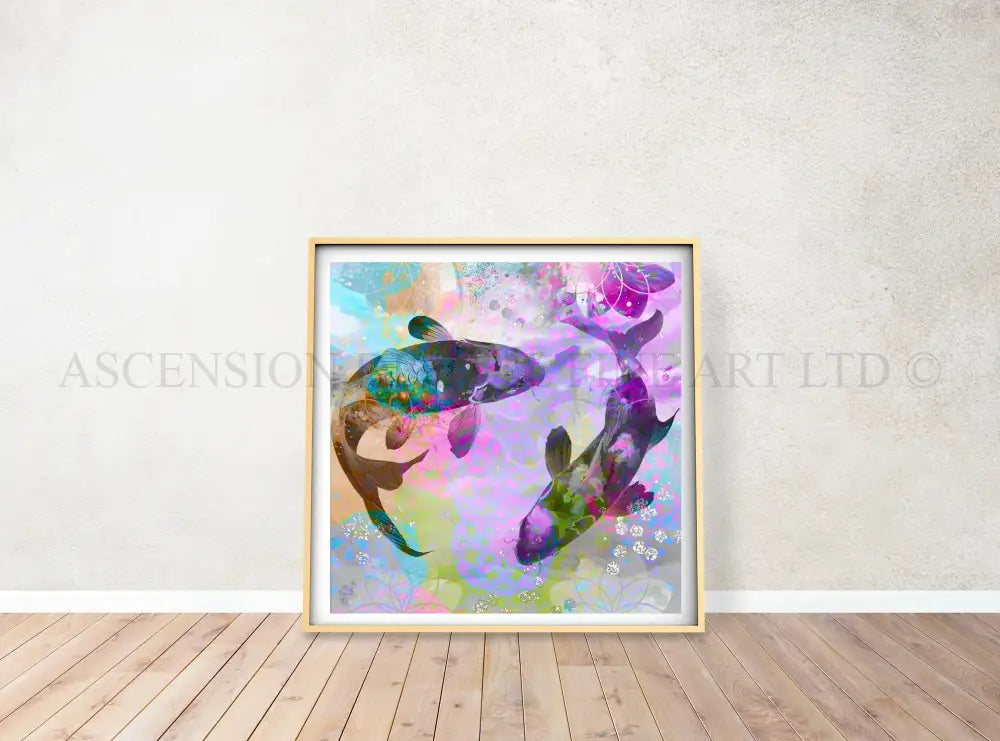 Japanese koi fish art print, Feng Shui wall art