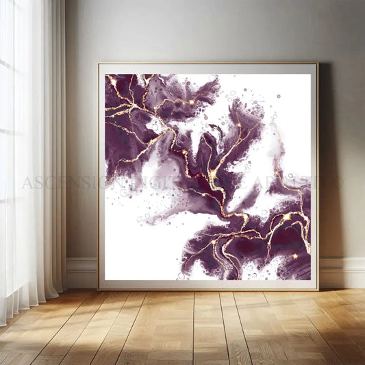 Abstract art print, spiritual wall art, burgundy and gold
