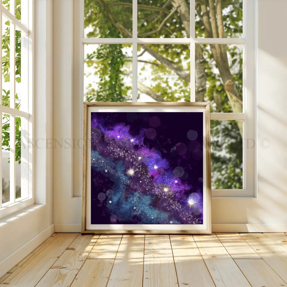 Abstract art print, spiritual wall art, purple teal,