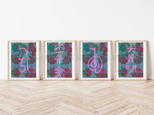 Reiki symbol art print, healing wall art 