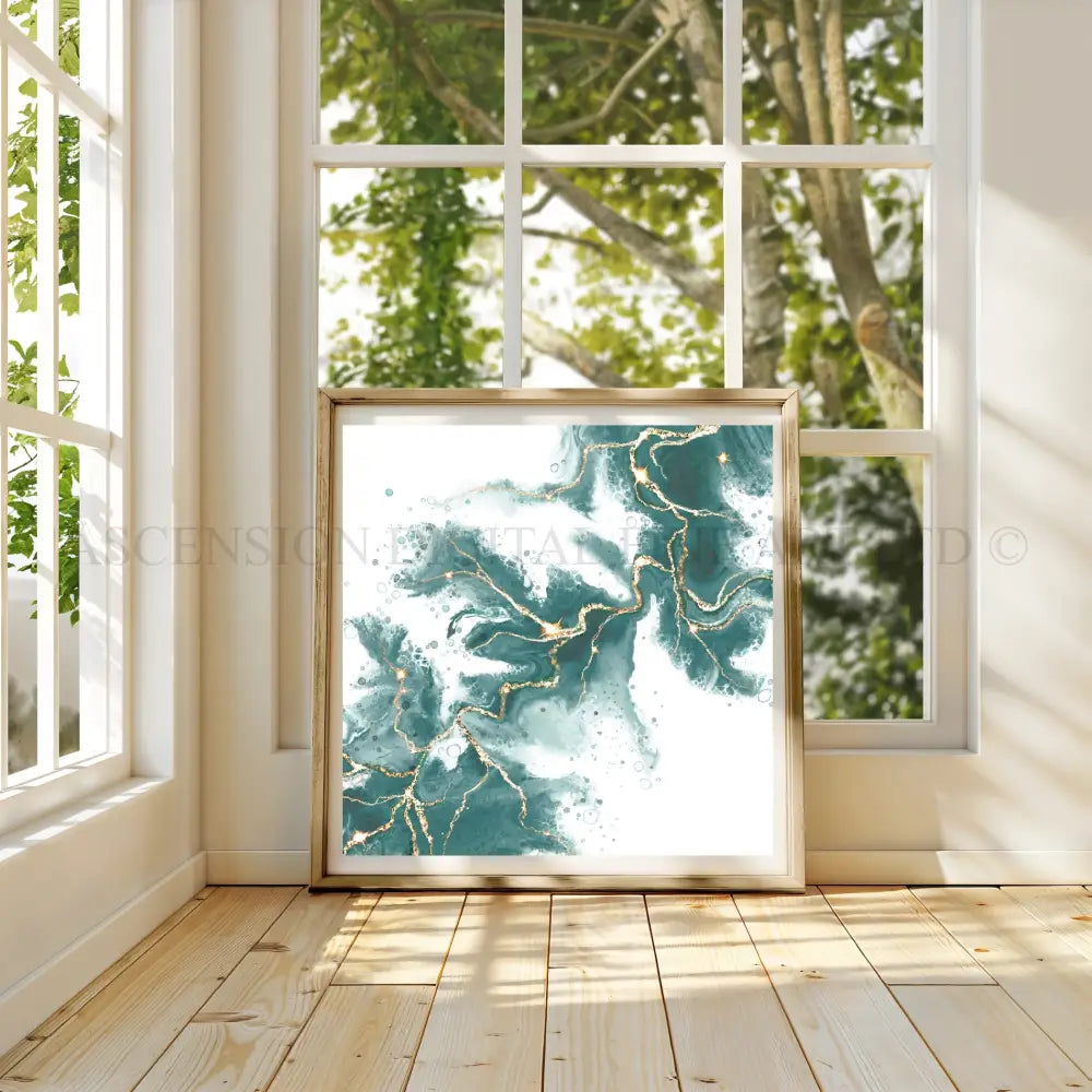 Abstract art print, spiritual wall art, mint and green