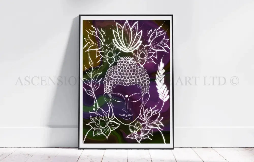 Meditating buddha art print