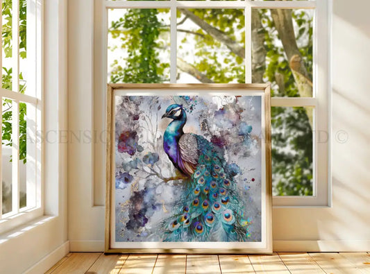 Peacock art print, bird wall art