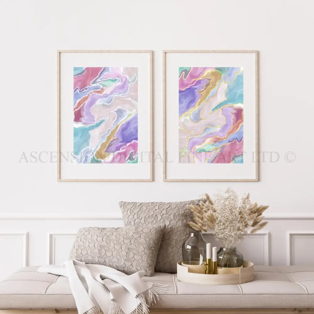 Pastel Abstract Art Prints - Set of Two