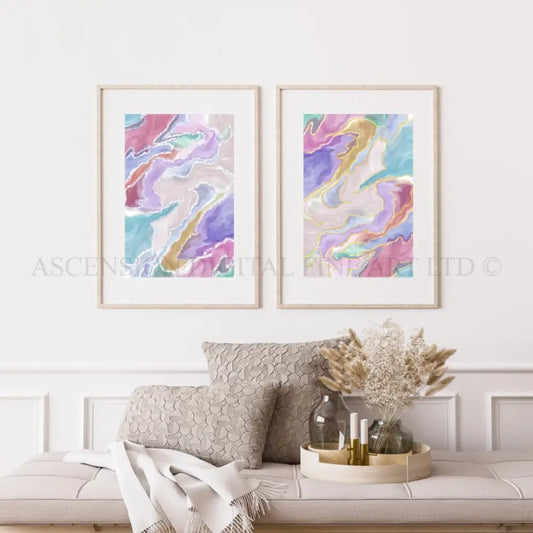 Pastel Abstract Art Prints - Set of Two