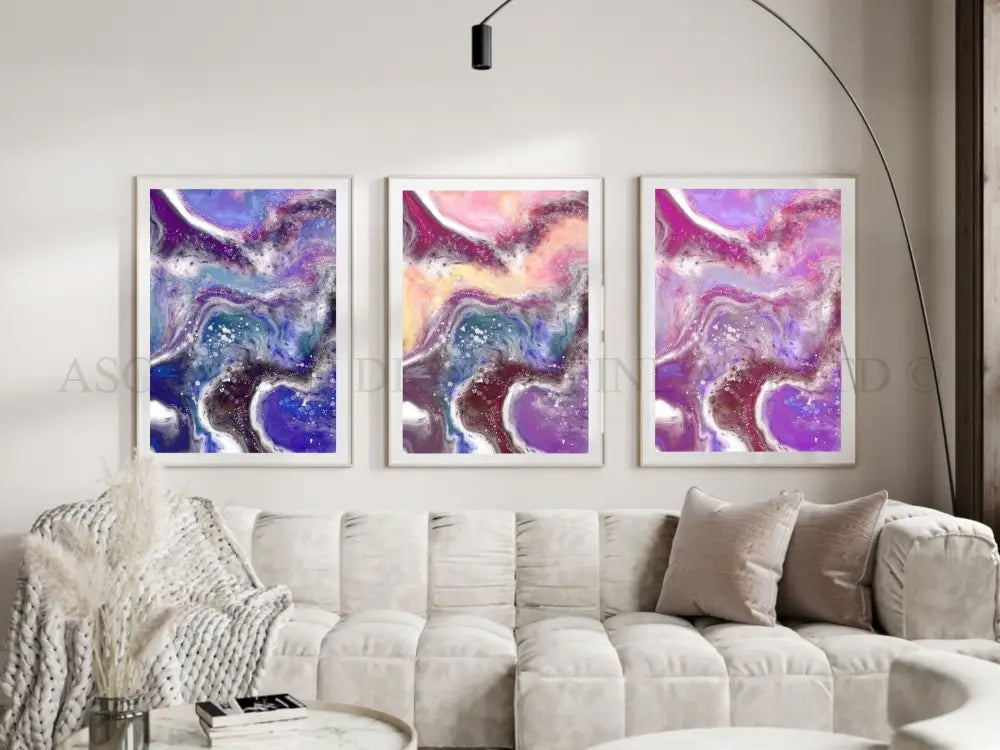 Abstract coastal art prints set