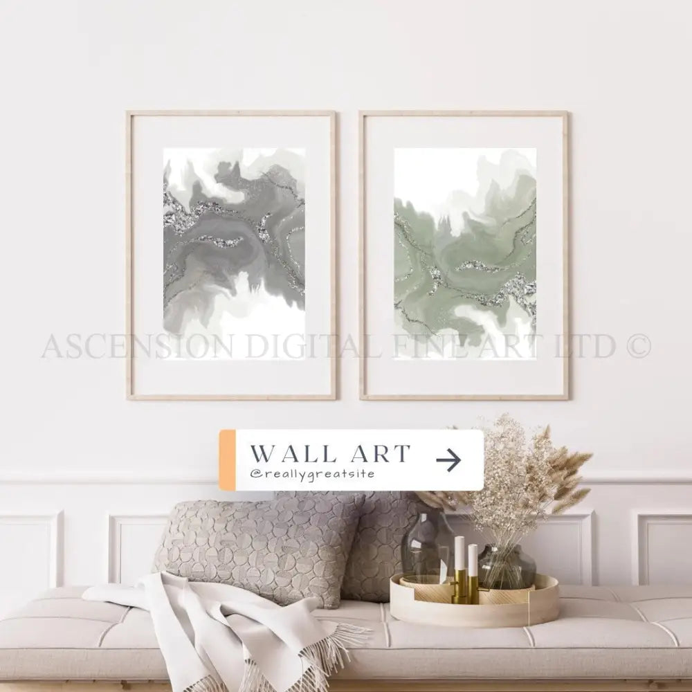 Abstract art prints, neutral tones, set of two
