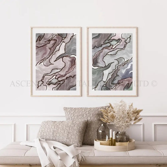 Abstract art prints, spiritual wall art, neutral colour, set of 2