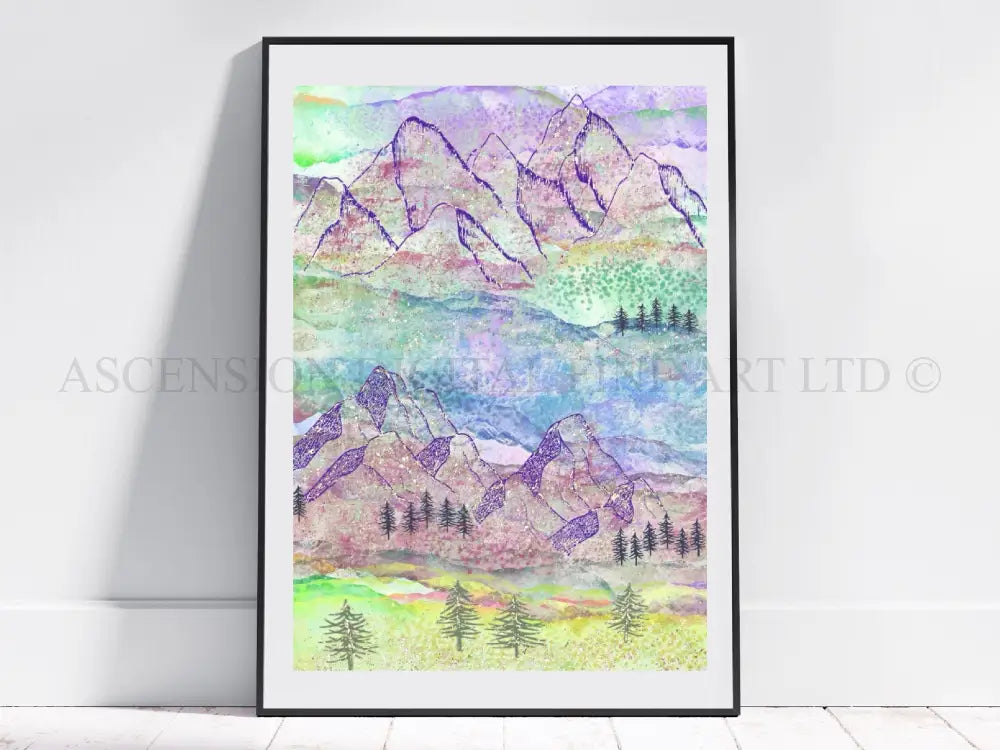 Mountain art print, mountain wall art