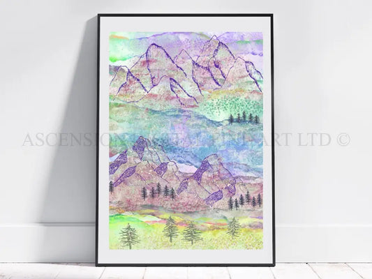 Mountain art print, mountain wall art