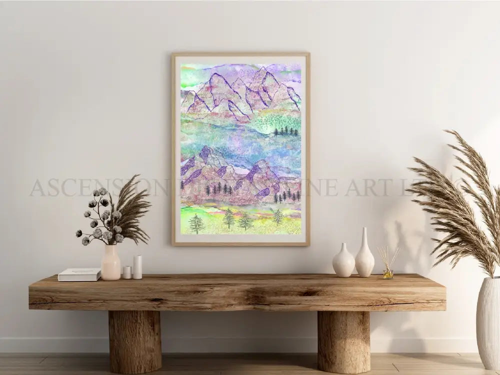 Mountain art print, Mountain wall art