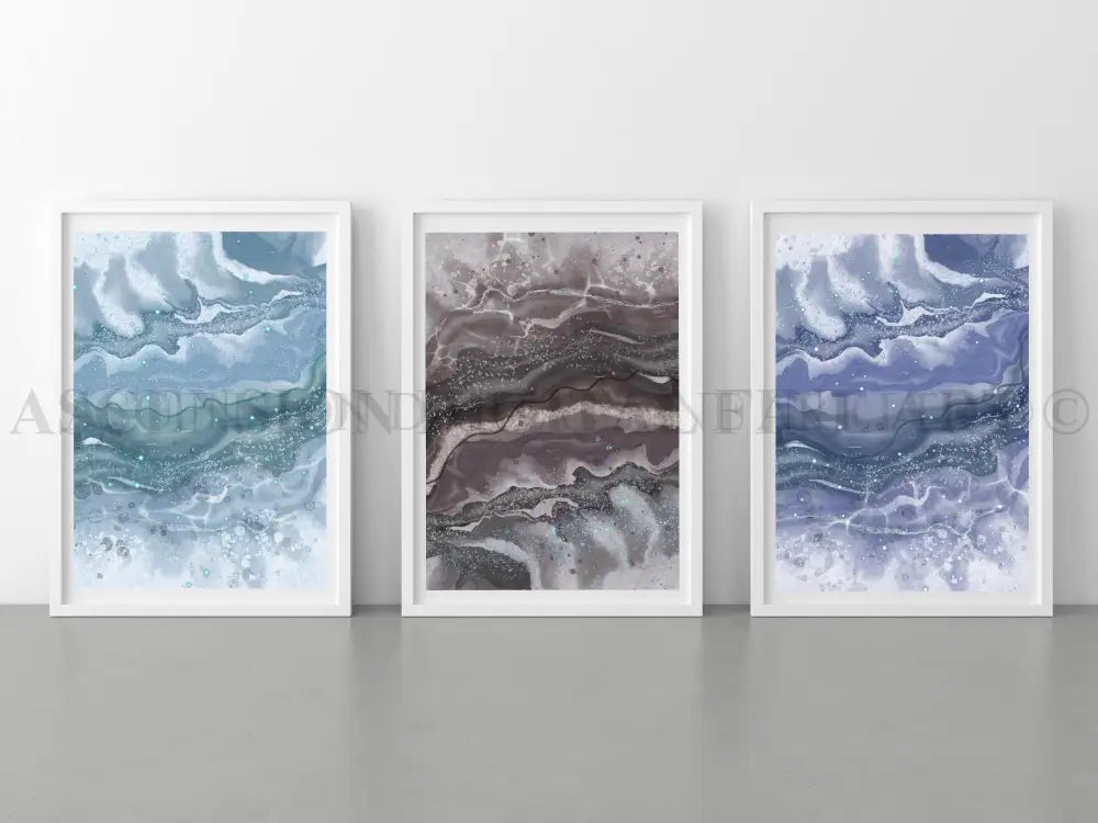 Abstract coastal art print set 
