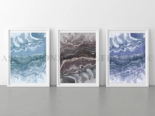 Abstract coastal art print set 