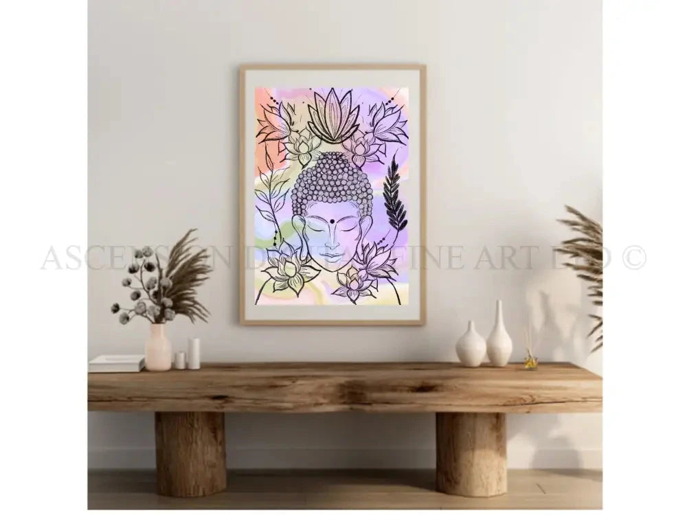 Meditating buddha art print