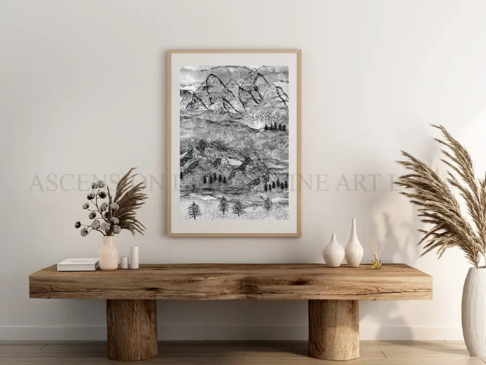 Mountain art print, mountain wall art