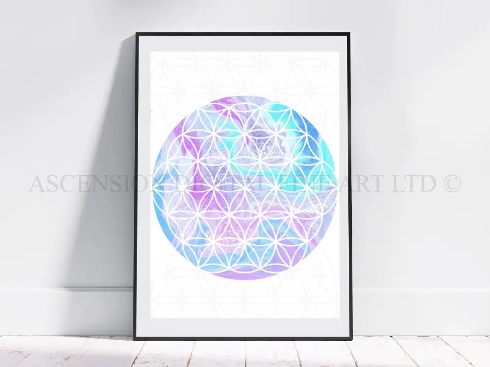 Flower of life art print, sacred geometry wall art
