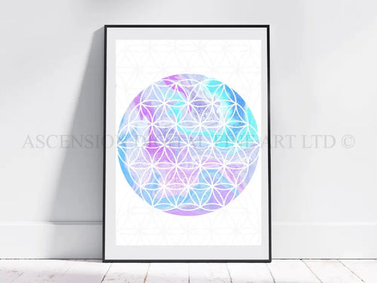 Flower of life art print, sacred geometry wall art