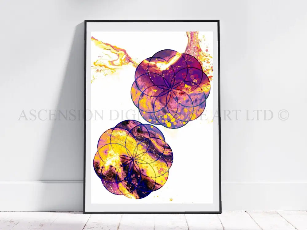 Seed of life art print, sacred geometry wall art