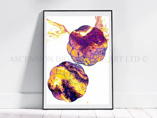 Seed of life art print, sacred geometry wall art