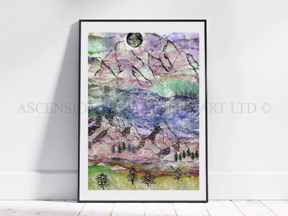 Mountain art print, mountain wall art