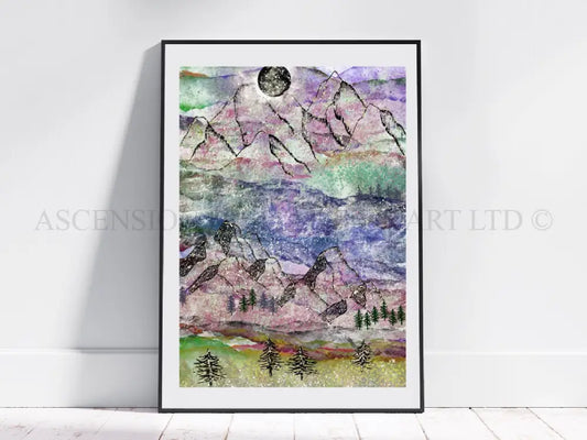 Mountain art print, mountain wall art