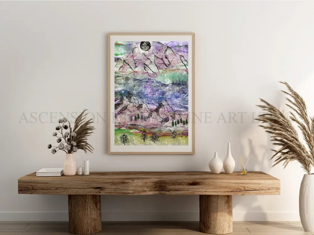 Mountain art print, mountain wall art