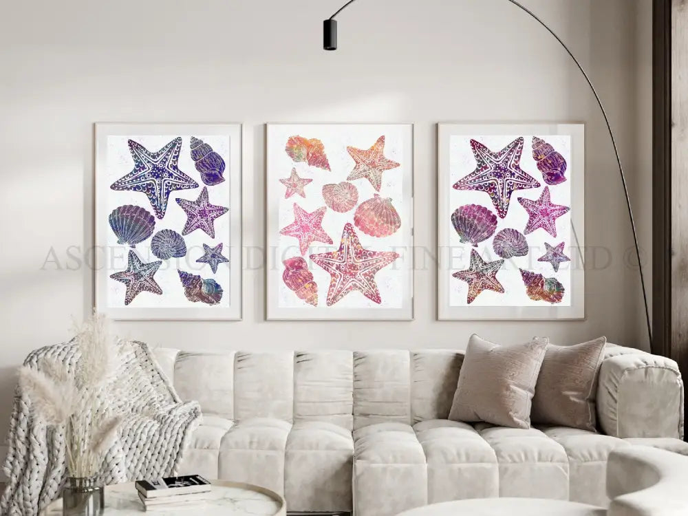 Coastal art prints set
