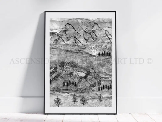 Mountain art print, mountain wall art