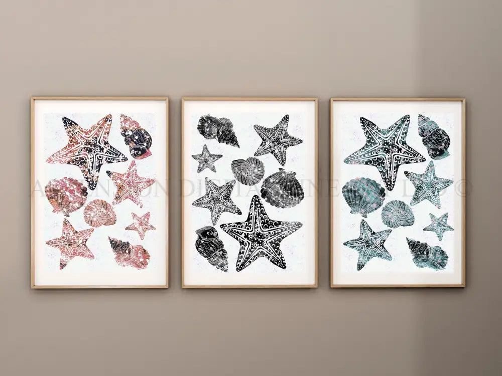 Coastal art prints set