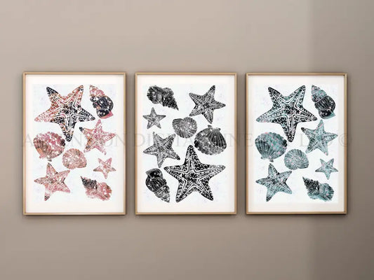 Coastal art prints set