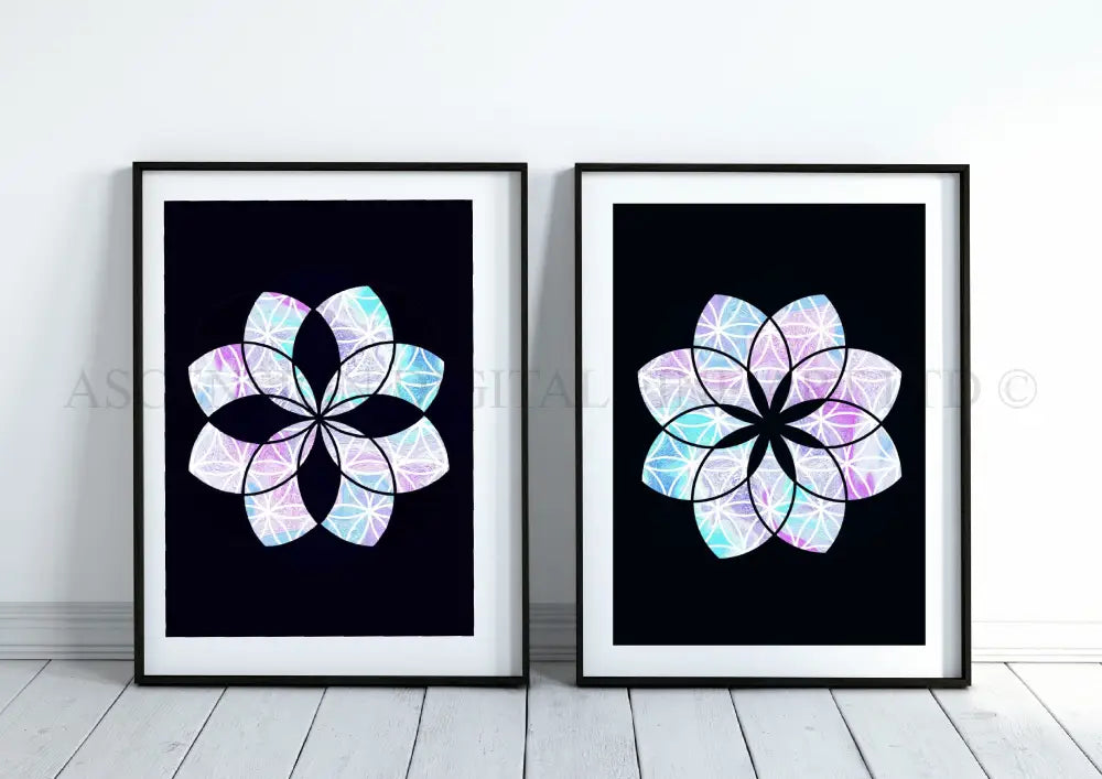 Sacred geometry art prints, set of two