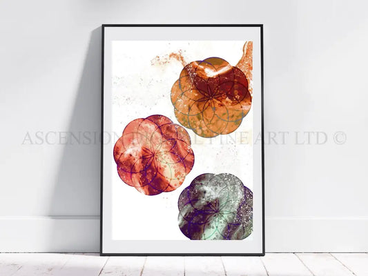 Seed of life art print, sacred geometry wall art