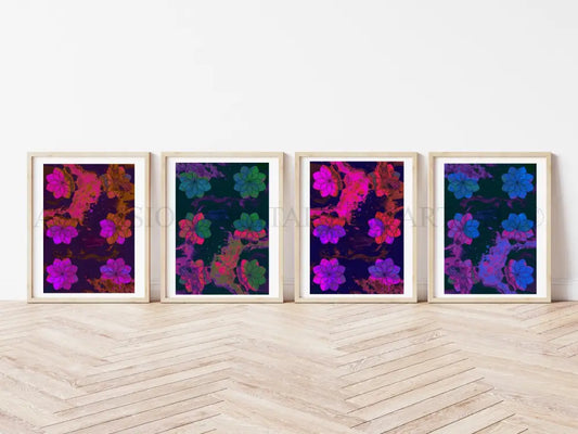 Seed of life art prints set of four, sacred geometry art