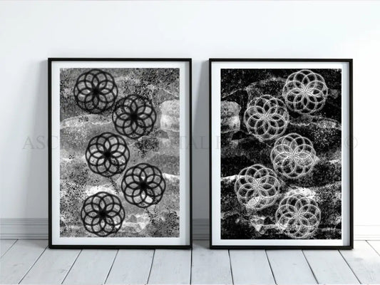 Sacred geometry art print, seed of life wall art, set of two