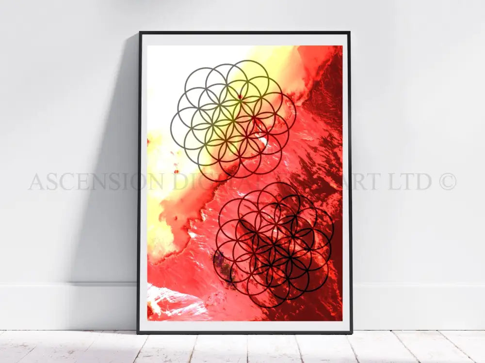 Sacred geometry art print, flower of life wall art