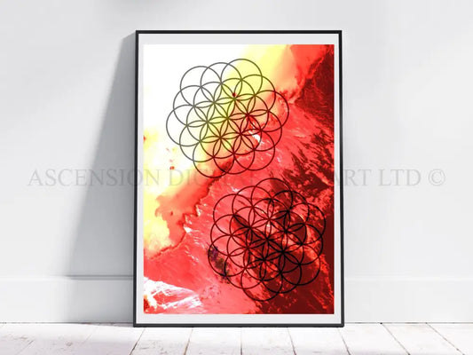 Sacred geometry art print, flower of life wall art